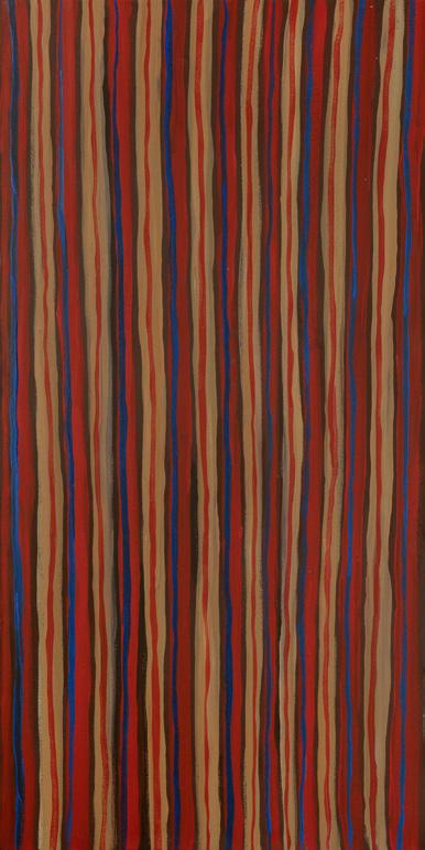 The first of the triptych series tells the story of Aboriginal culture; the second shows wadjela (non-aboriginal) culture; and a third piece shows the merging of Aboriginal and wadjela values as we
