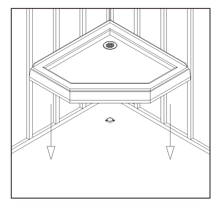 Place the tray into the designated position so that the Drain Body drops around the Drain Pipe and butt the