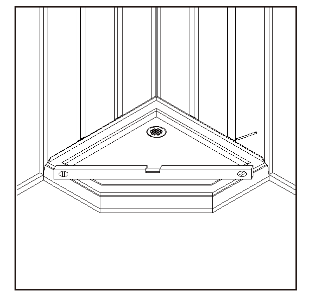 4. Level the tray and place marks on the studs above the upper edge of the tile flange. See Fig.