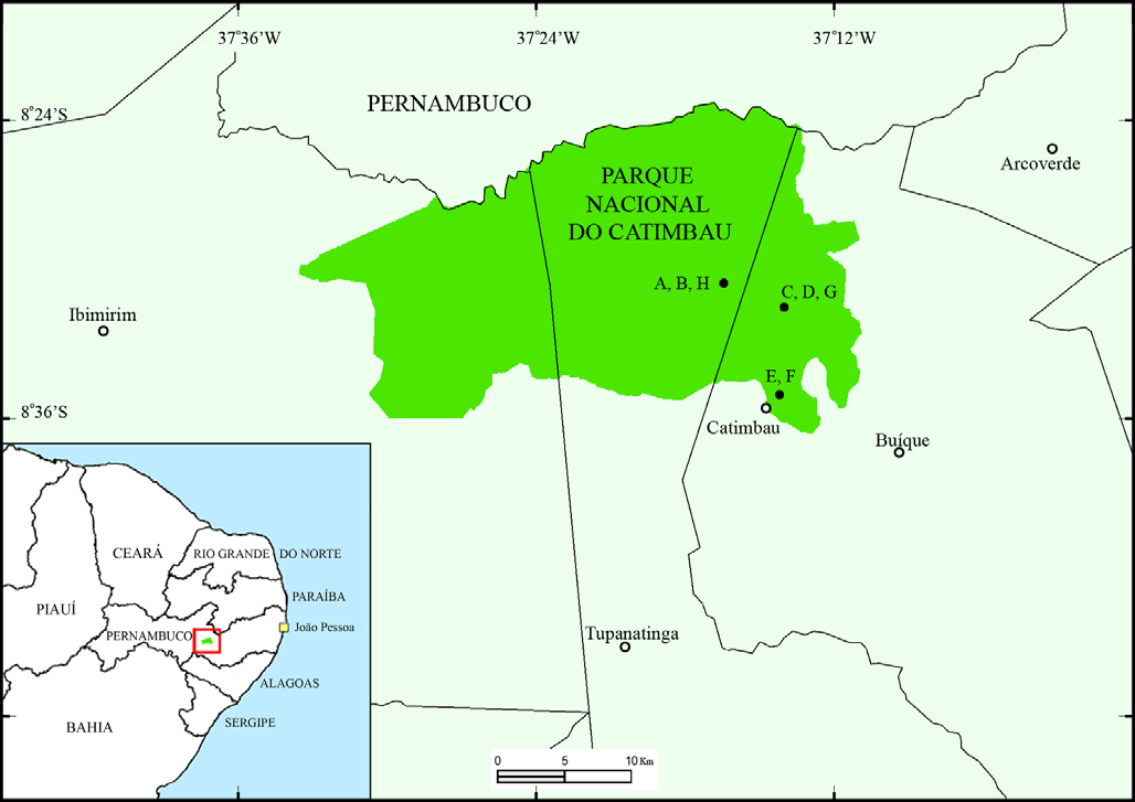 the PARNA do Catimbau occupies part of Buíque, Ibimirim and Tupanatinga municipalities (Figure 1), situated in the transition between the agreste and the sertão, in the São Francisco River basin.