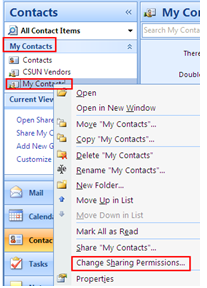 Removing Shared Contacts Folder Permissions Owners 1. Select the Contacts Folder. 2.