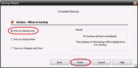 Step 6 This step will depend on whether you want to create a one-off backup or schedule a backup to run at regular intervals.