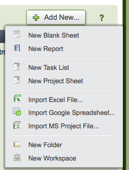 A project is a set of sheets Thus, there are several options to create a new project or any other