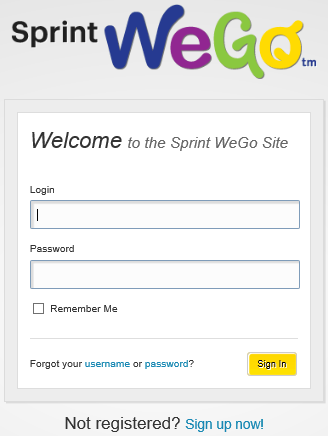 Set up the Sprint WeGo Portal This is a unique phone with many security features. It is very important that you set up an account in the portal as you will not be able to use the phone otherwise.