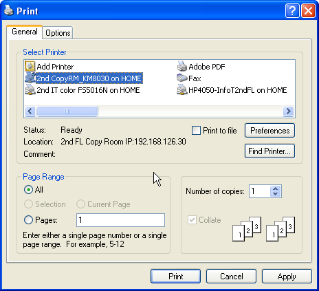 Printing Messages To print messages or other OWA content, you can use the browser s Print function, just like any other web page. To print a message: 1.