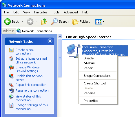 2. Double-click Network Connections icon. 3.