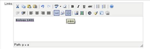 7. To unlink or remove hyperlinks, select the hyperlink you want to