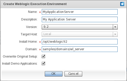 Department of Digital Field description: Picture.28 Oracle Weblogic Execution Environment Name: Here the name of the execution environment is specified.