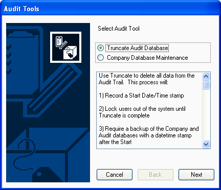 Chapter 5: Audit tools This portion of the documentation describes how to use the Audit Tools window.