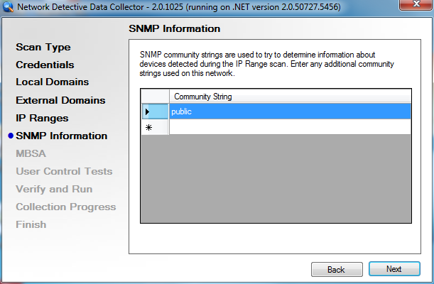 Step 6 - SNMP Information By default, the NDDC will retrieve data from devices with the community
