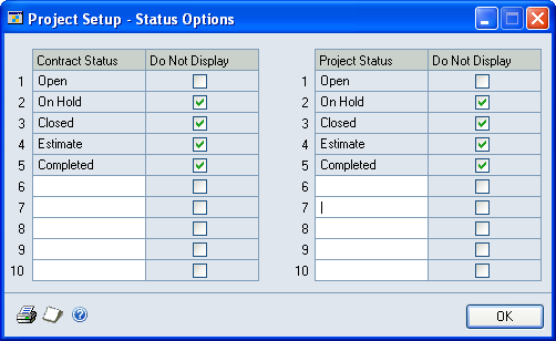 PART 3 COST BUDGETING Enter names for user-defined statuses for tracking Open projects You can enter names for up to five additional statuses to be used for contracts, projects, and cost categories