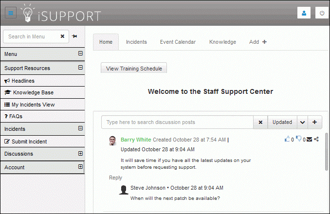 End isupport User 12 Self-Support Service Contracts mysupport portals enable customers to access URLs, submit and view records, create discussion posts, search for knowledge entries, and view