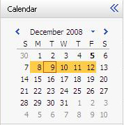 viewing and navigating Click on the Calendar view button in the Navigation pane to display your calendar. The default view is Day.