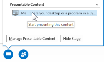 Hover over the Presentation (monitor) button > Attachments tab to upload a file.