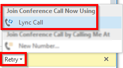 Notes on Unscheduled Meetings and Conference Calls Recipients of unscheduled meeting invites originated from the Invite More People option and Starting Lync Computer Conference Calls may experience