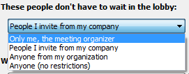 2. In the meeting request, in the Online Meeting group, click Meeting Options. 3. Under Permissions, choose the options appropriate to the size and type of meeting that you are scheduling.