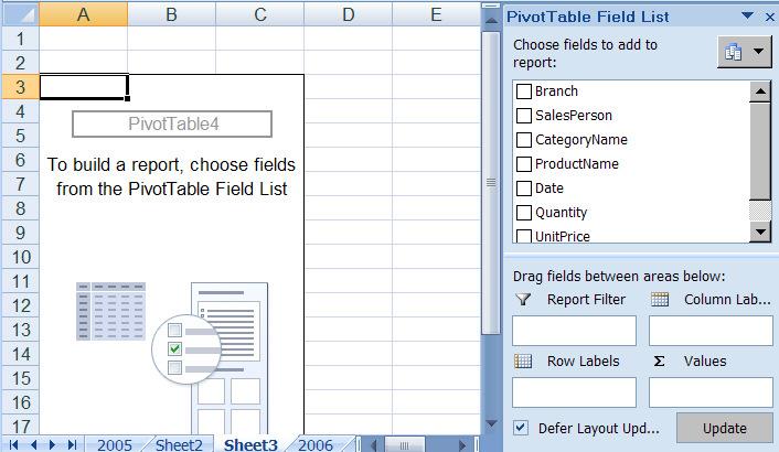 Select where you want the PivotTable to go, either in an Existing Worksheet or New Worksheet. 6. Select OK. 7.