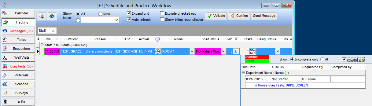 Result Charting Workflow Best Practice for completing an ordered test: 1. double click on the test in blue lettering 2.