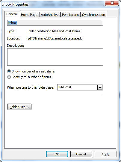 Figure 10 Inbox Properties Dialog Box 3. Click the AutoArchive tab. 4.