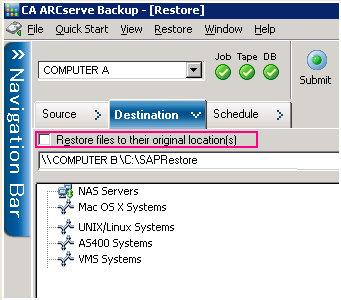 Scenarios for Restoring to an Alternate Server 9. Run brarchive -d utl_file -s on Computer C to back up archived logs. The archive logs are backed up. 10.