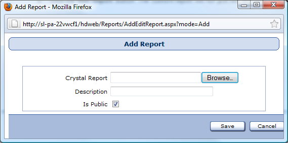 Adding a Custom Report To add a Custom Report to the list of Reports: Note that you can create a folder anywhere you like to contain the reports of Help Desk Authority.