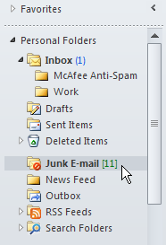 Module Six: Managing Junk Mail Outlook can filter out certain types of messages and send them to a separate folder to keep your Inbox from being cluttered with junk mail.
