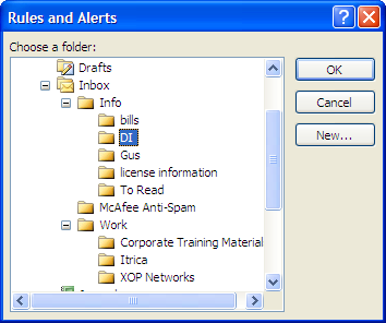 b. Outlook opens the RULE ADDRESS window, which lists your contacts. c. Highlight a contact and select FROM. d. Select OK. e.