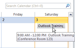 Editing an Appointment Once you have saved an appointment, you can see the details on the calendar. An example from the month view is displayed below.