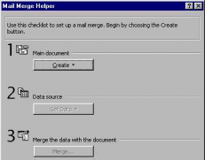 Using Mail Merge to Create Form Letters and Labels 1. Open the word document on your floppy: Practice letter 2. Go to Tools > Mail Merge. The Mail Merger Helper appears.