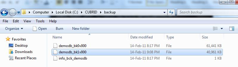 with creating a level 1 backup: >cubrid