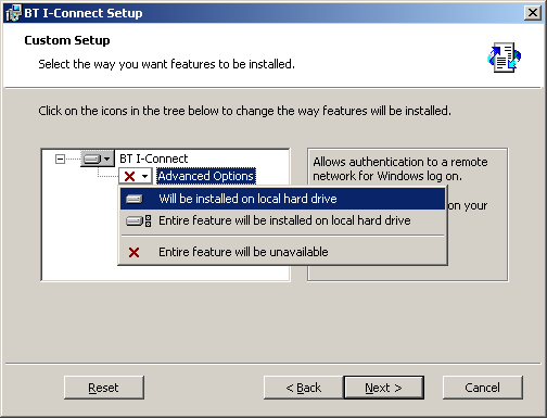 15 Click the Advanced Options drop-down icon, select 'Will be installed on local hard drive' to change to the advanced