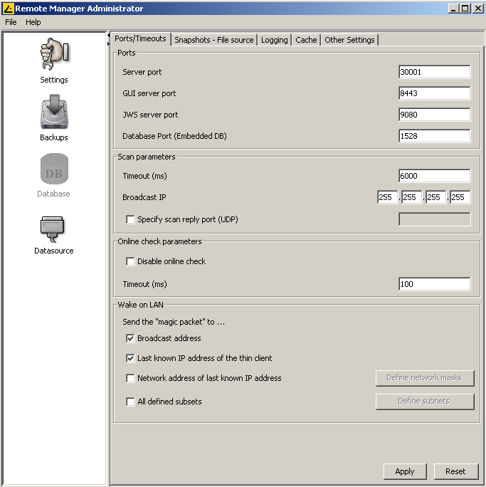 79 14 The IGEL Remote Manager Administrator The IGEL Remote Manager Administrator tool enables you to manage basic parameters of the IGEL Remote Manager such as ports and passwords create and restore
