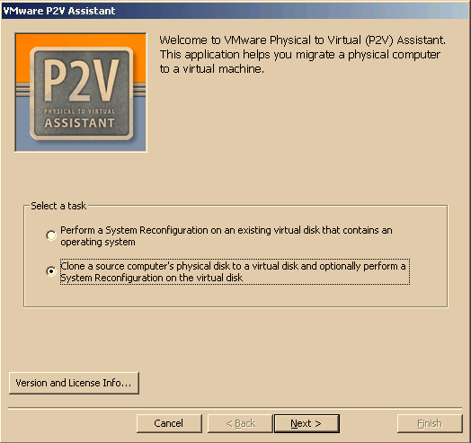 CHAPTER 4 Creating Cloned Disks 5. Select the P2V Assistant cloning option. Click Next.