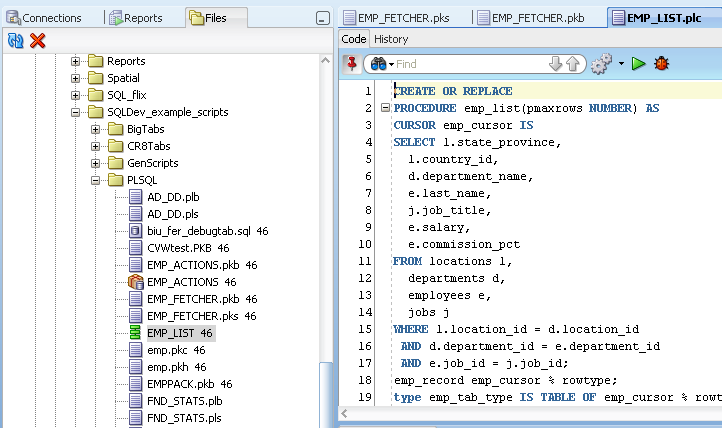 PL/SQL Updates Debugging PL/SQL tagged file Run and