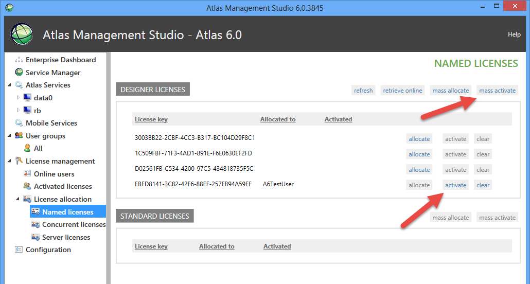 7.2 Allocate License keys to the User/s 1. Go to the Named License tab located on left column 2.