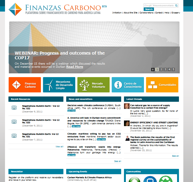 Finanzascarbono.org provides an example Finananzascarbono.