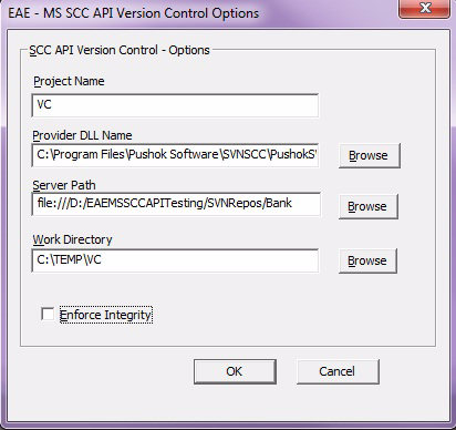 Using Version Control Using the GUI to Set LINC.ini Options To set the LINC.ini options that are previously described, you can use the GUI interface.