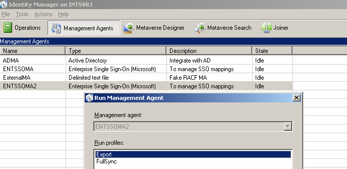 HOL: Enterprise Single Sign-On Services 30 Note: This will import data from the file located at C:\Program Files\Microsoft Identity Integration Server\MaData\ExternalMA 17.