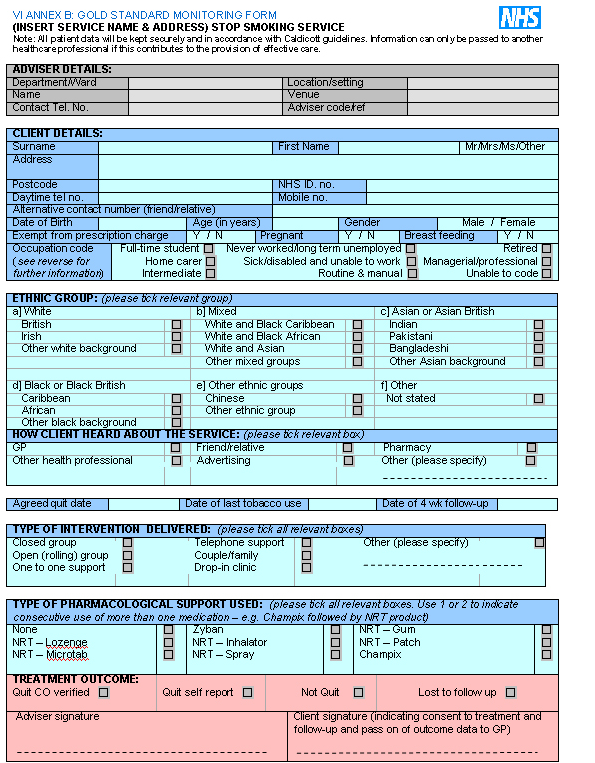 Appendix 3: Gold standard monitoring form You can can download a version