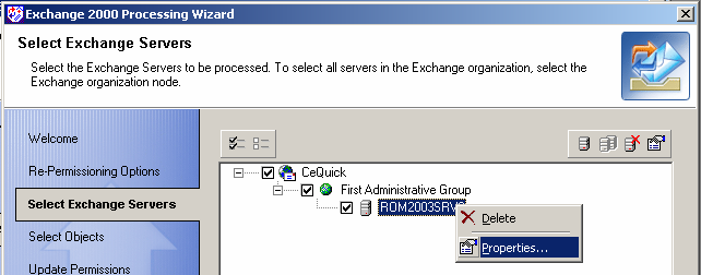 Quest Domain Migration Wizard Selecting Servers to Process To select the server to be processed, select its check box.