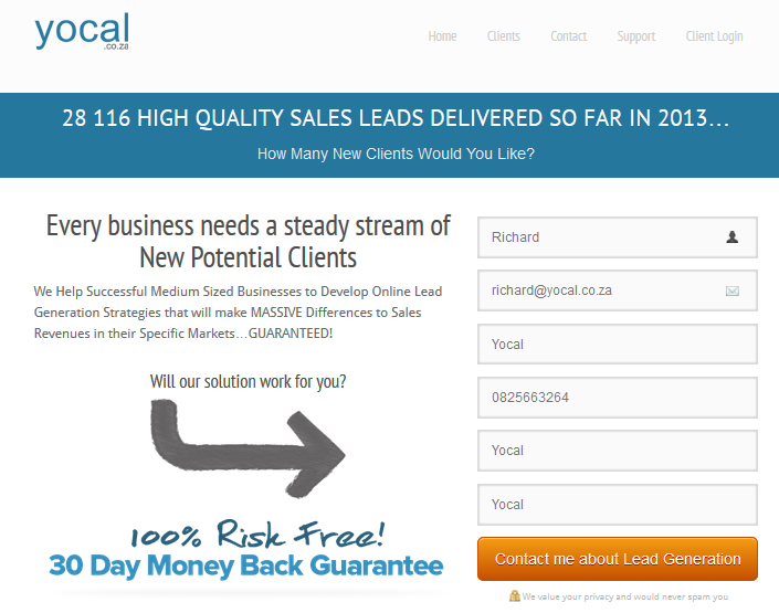 LEAD GENERATION EXAMPLE: A person visits your homepage. Then they see and click a call-to-action on your homepage.