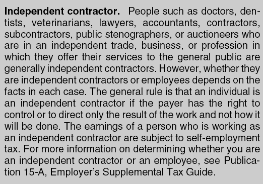 Chapter 8 Schedule C-EZ Schedule C-EZ Independent Contractor vs. Employee The classification of workers is important for both the worker and the employer.