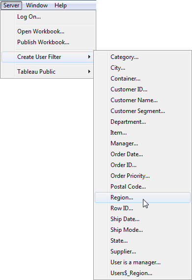 Log in to Tableau Server as an administrator. In this example, we are going to use our Sales Group of users:pat, Chris, Sam, Erin, and William.