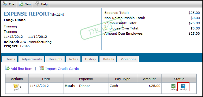 Fill in the Expense Type of this split item, as well as Date, Amount, whether it is Reimbursable, and the Department and Customer this is associated with.