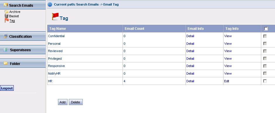 3.6 Tagging The EEA provides convenient options for the administrator or review teams to divide their search results.