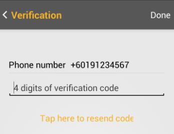 6. At this juncture, once a valid Verification code is entered, user s phone contacts will be sync to the server. 7. Users will be asked to set up and confirm a password including a user name 8.