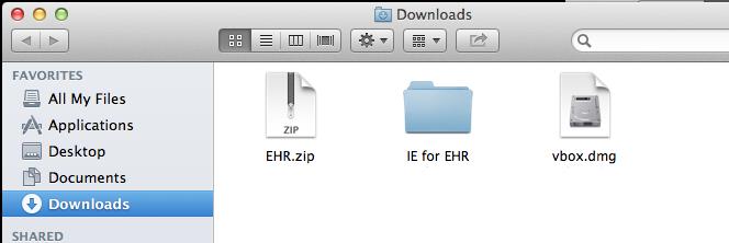 Once you obtain these files, locate where they are saved (usually Downloads ), and double click the EHR.zip file.