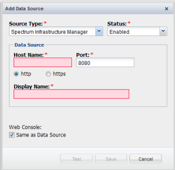 How to Integrate CA Spectrum and CA Performance Center 3. Select 'Spectrum Infrastructure Manager' in the Source Type field. 4. Complete the following fields: Status.