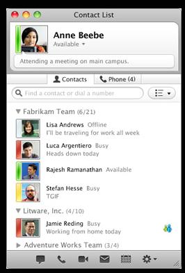 Contacts List The Contact tab displays a listing of contacts. You can add to the list by looking names up in the search box--search by name or phone number.
