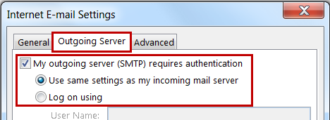 10. Click [More Settings] 11. Select the Outgoing Server tab 12. Select My outgoing mail server (SMTP) requires authentication and Use same settings as incoming mail server 13.